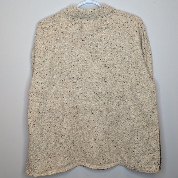 Tan Jay Brown & Oatmeal Knit Embroidered Zip Up Collared Sweater Women Large - Picture 2 of 10